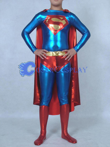 Shiny Superman Costume Halloween Superhero Capes
